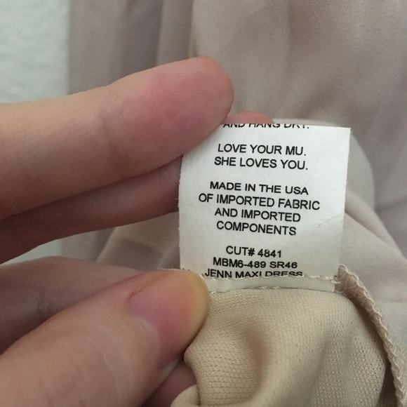 Show Me Your Mumu Nude Maxi Dress Jenn Bridesmaid Show Me The Ring w/ Belt Sz L - Picture 12 of 14